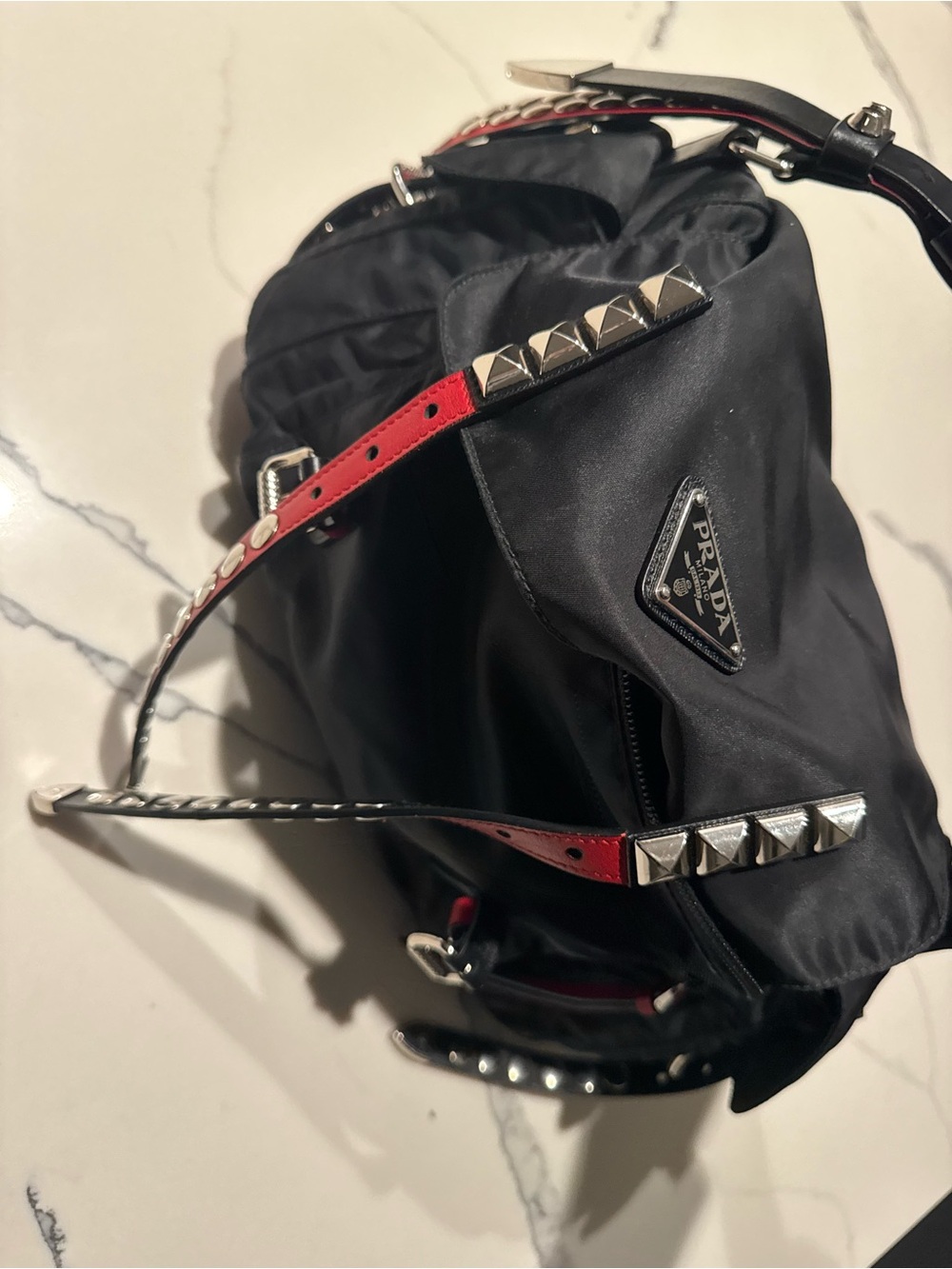 Prada Studded Tessuto Messenger Bag – Black - Picture 13 of 13